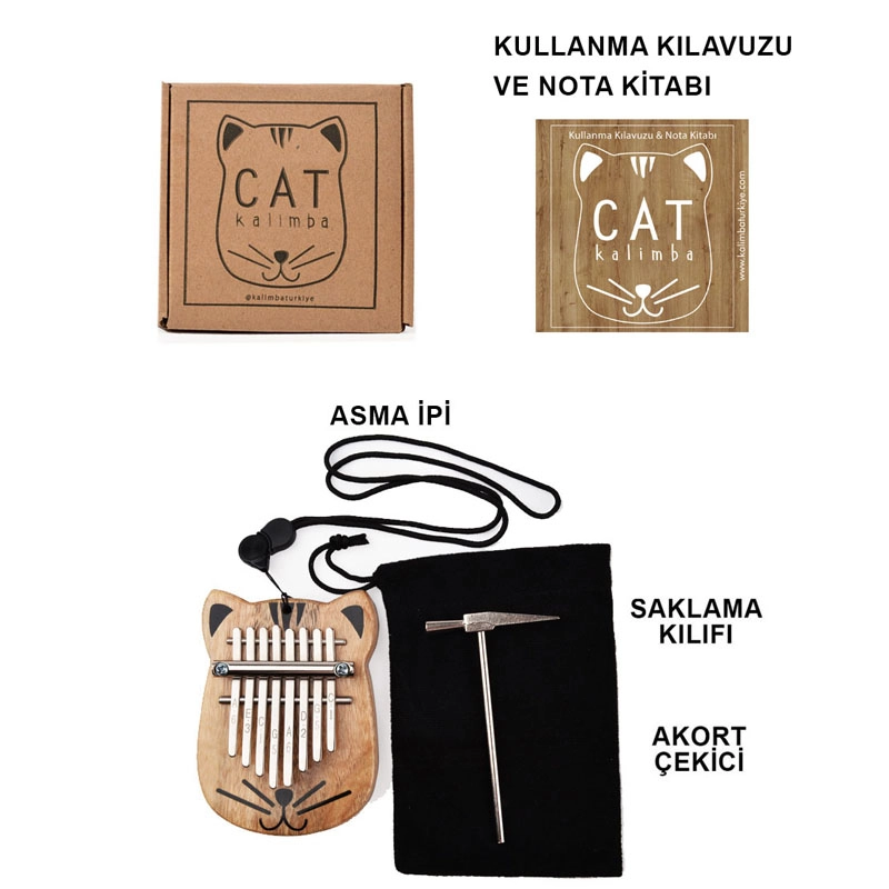 Cat Kalimba Şifalı Kafur Ağacı Çocuk Kalimbası